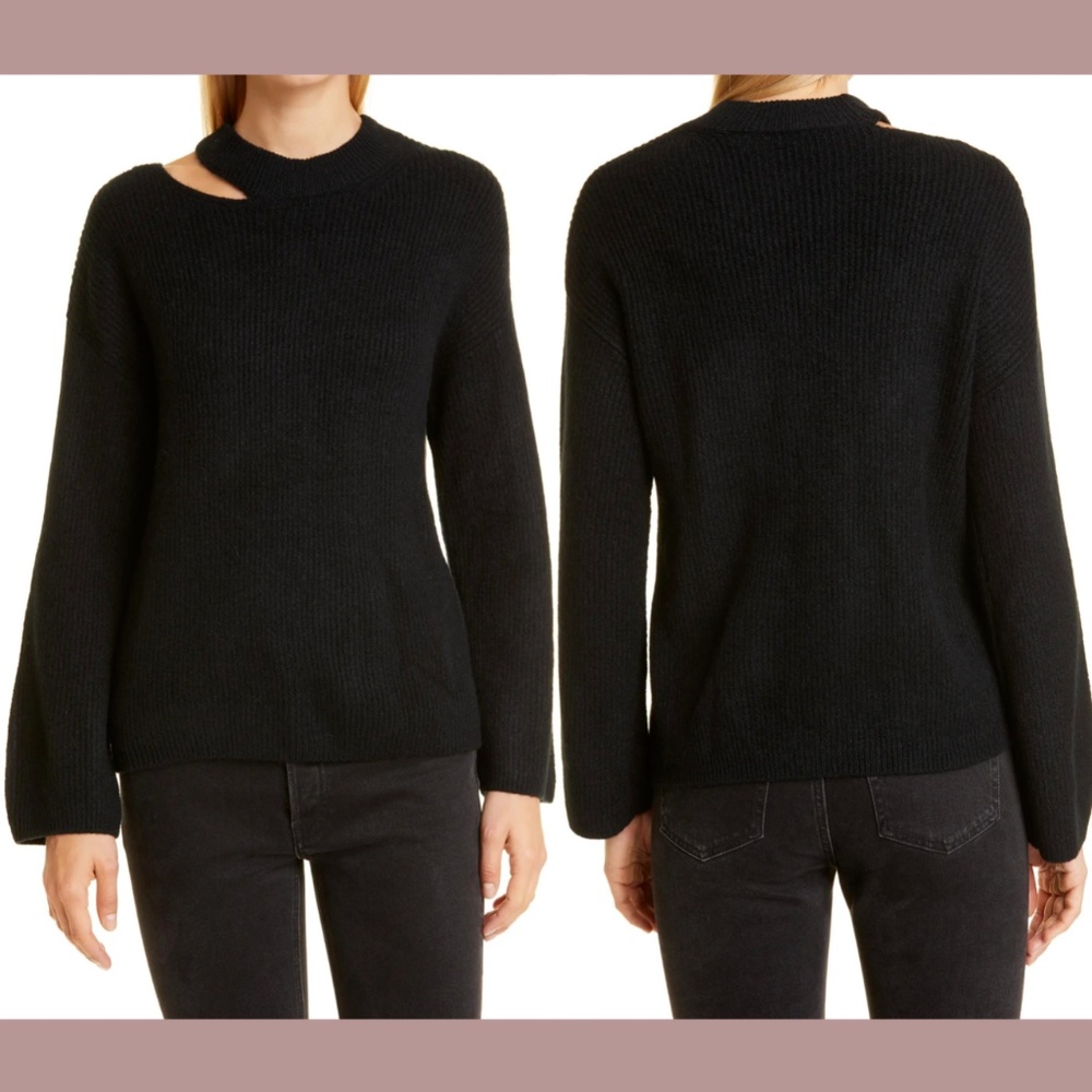 NWT $228 Rails [ Large ] Alexi Cutout Detail Ribbed‎ Sweater in Black